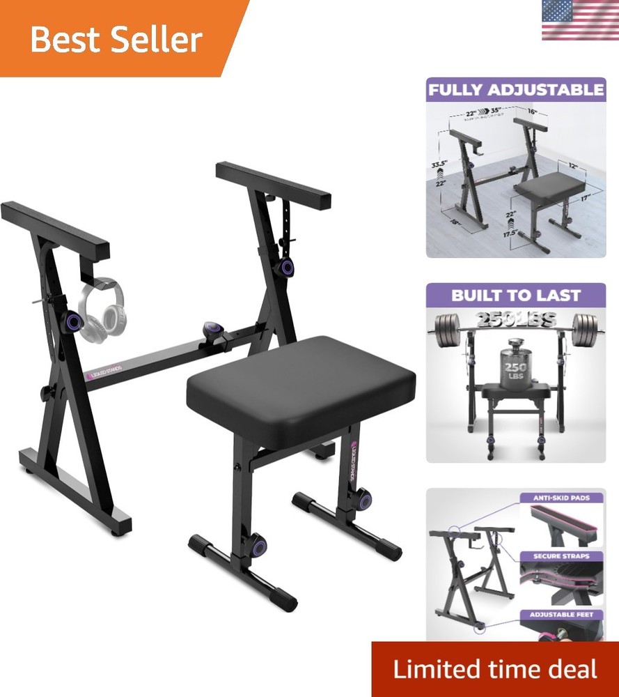 Lightweight Adjustable Digital Piano Stand & Bench - Easy Setup for Musicians