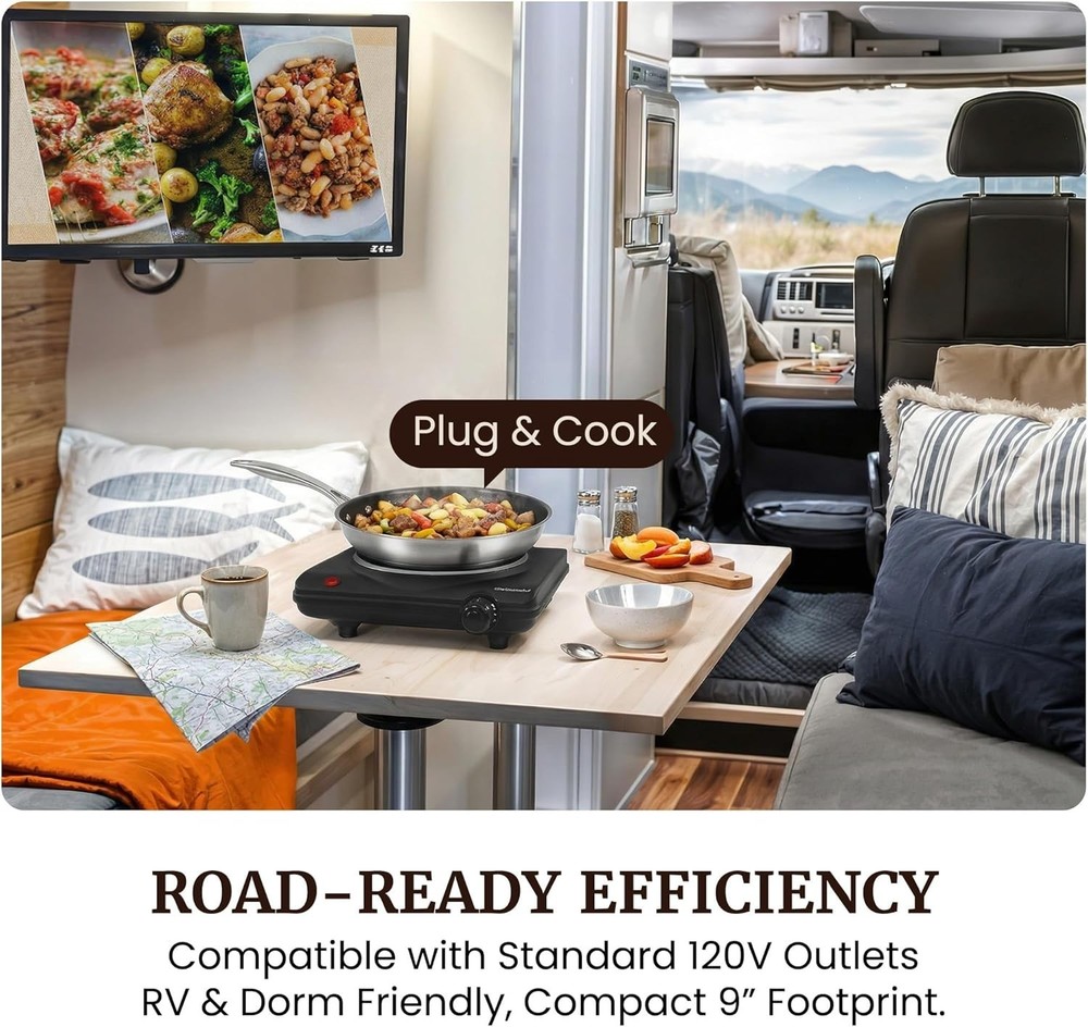 Efficient 1000W Portable Cooktop with Power Indicator and Temperature Settings
