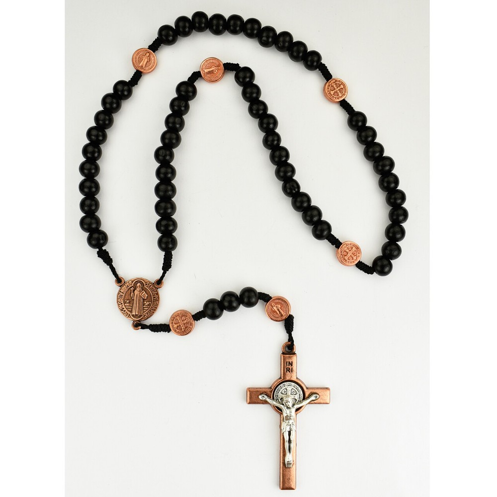 Black Wood Copper Plated Rosary