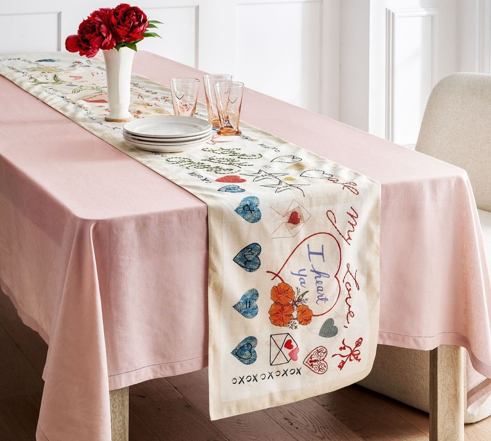 Pottery Barn Devin Cotton Table Runner NEW