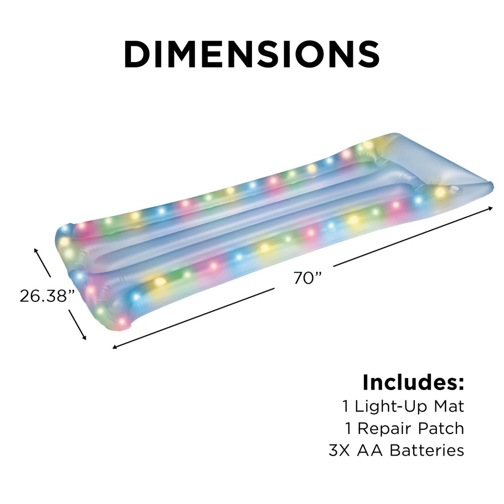 Bluescape LED Pool Raft – Inflatable Color-Changing LED Light-Up Pool Float