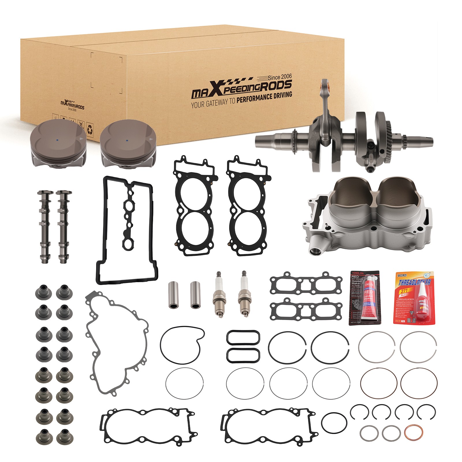 Engine Rebuild Kit w/ Crankshaft & Cylinder Kit for Polaris RZR XP Turbo 2016
