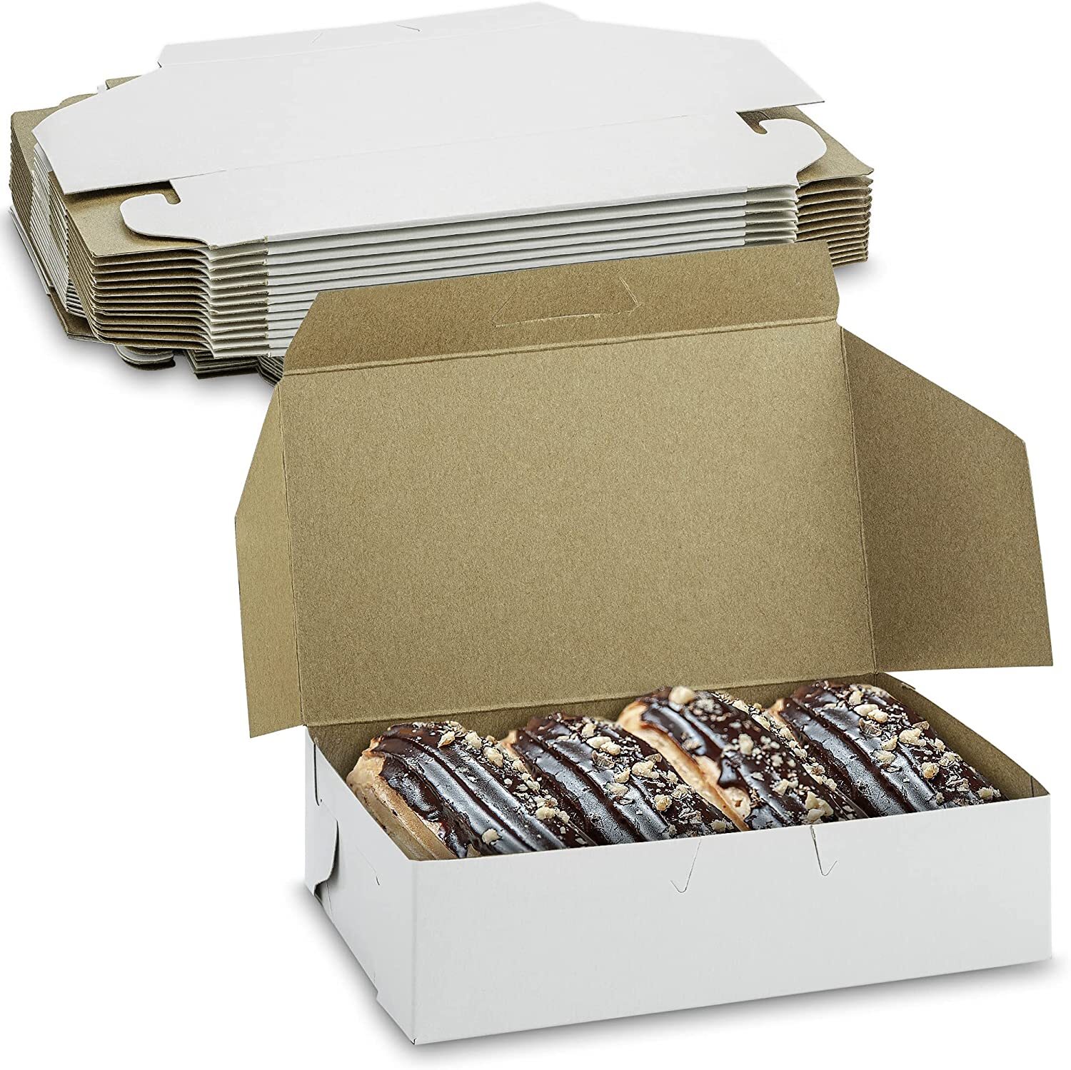 MT Products Donut Boxes - 6.3" x 3.8" x 2.3" White Bakery Boxes Pack of 30