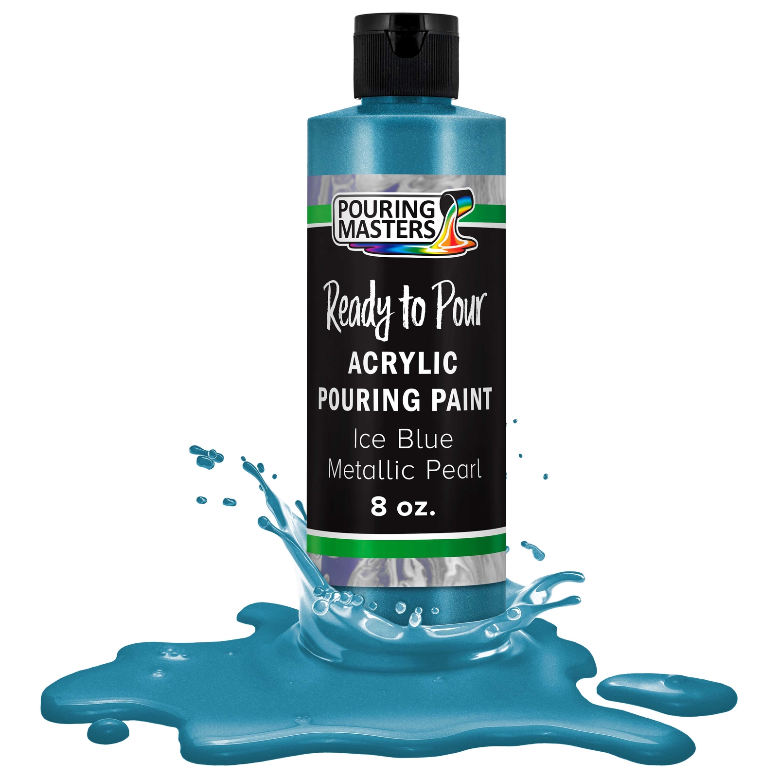 Pouring Masters Ice Blue Metallic Pearl 8oz Bottle Water-Based Acrylic Paint