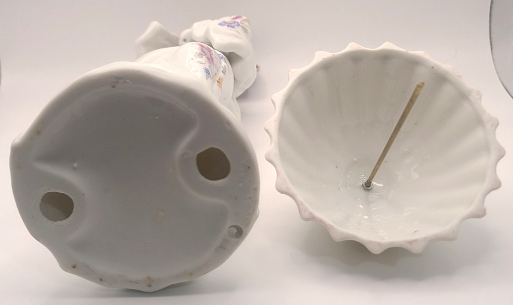 Vintage Japanese Geisha with Umbrella Floral Porcelain Statue 13" Unique