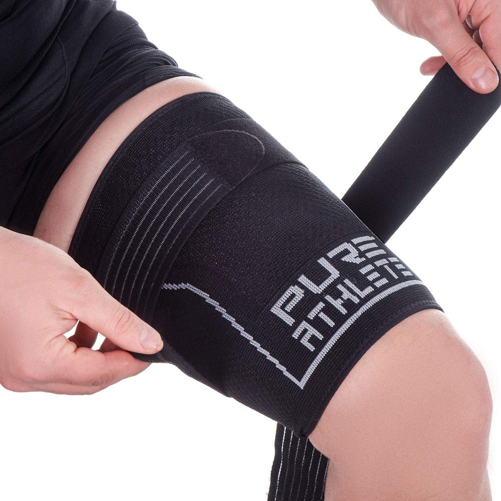 Pure Athlete Thigh Compression Sleeve – Adjustable Straps Quad Wrap Support Brac