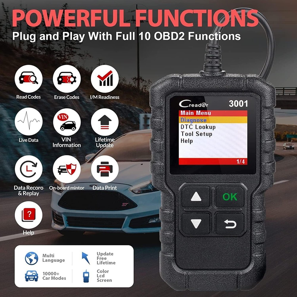 Creader 3001 Obd2 Escaner, Lector De Codigos De Falla Del Motor Modo 6 Diagn...