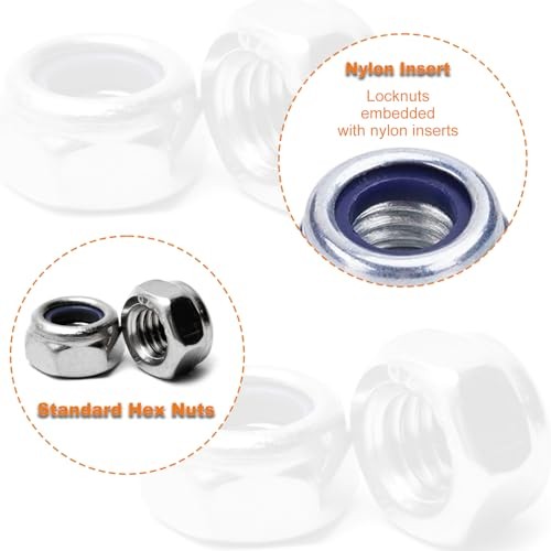 100PCS Locknuts Metric Nylon Inserted Hex Lock Nuts Self-Lock Nylon M4