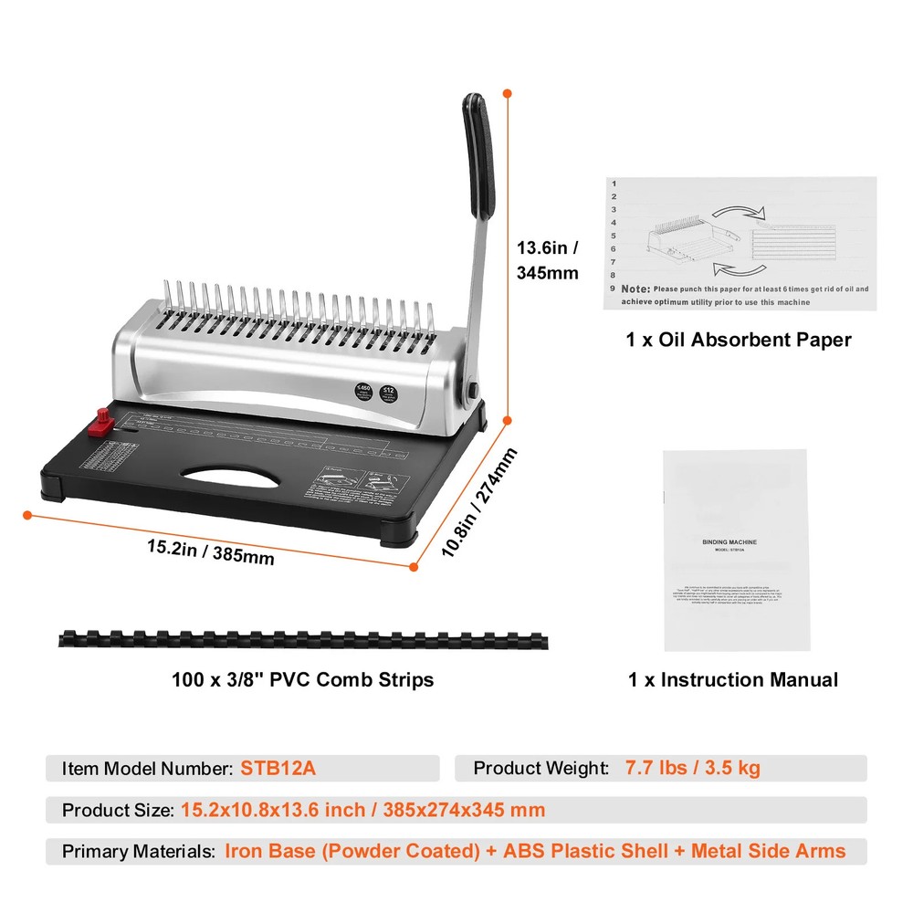 Binding Machine Comb Binding Machine 21Holes Binding 450 Sheets Book Binder