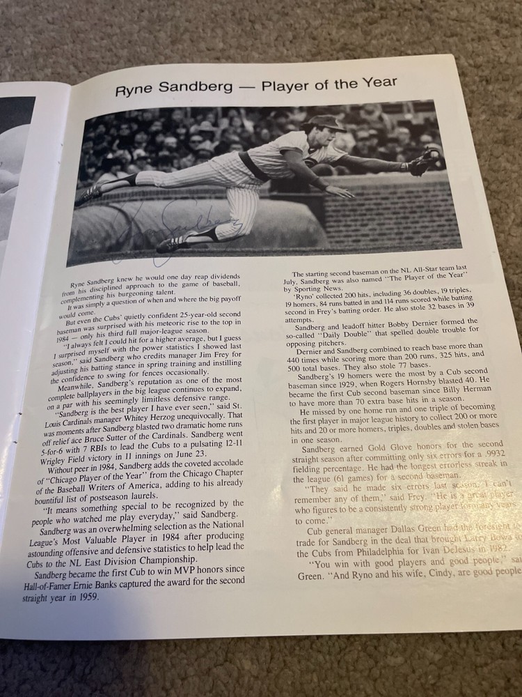 1985 Chicago Diamond Dinner Auto. Program + Associated Auto baseball