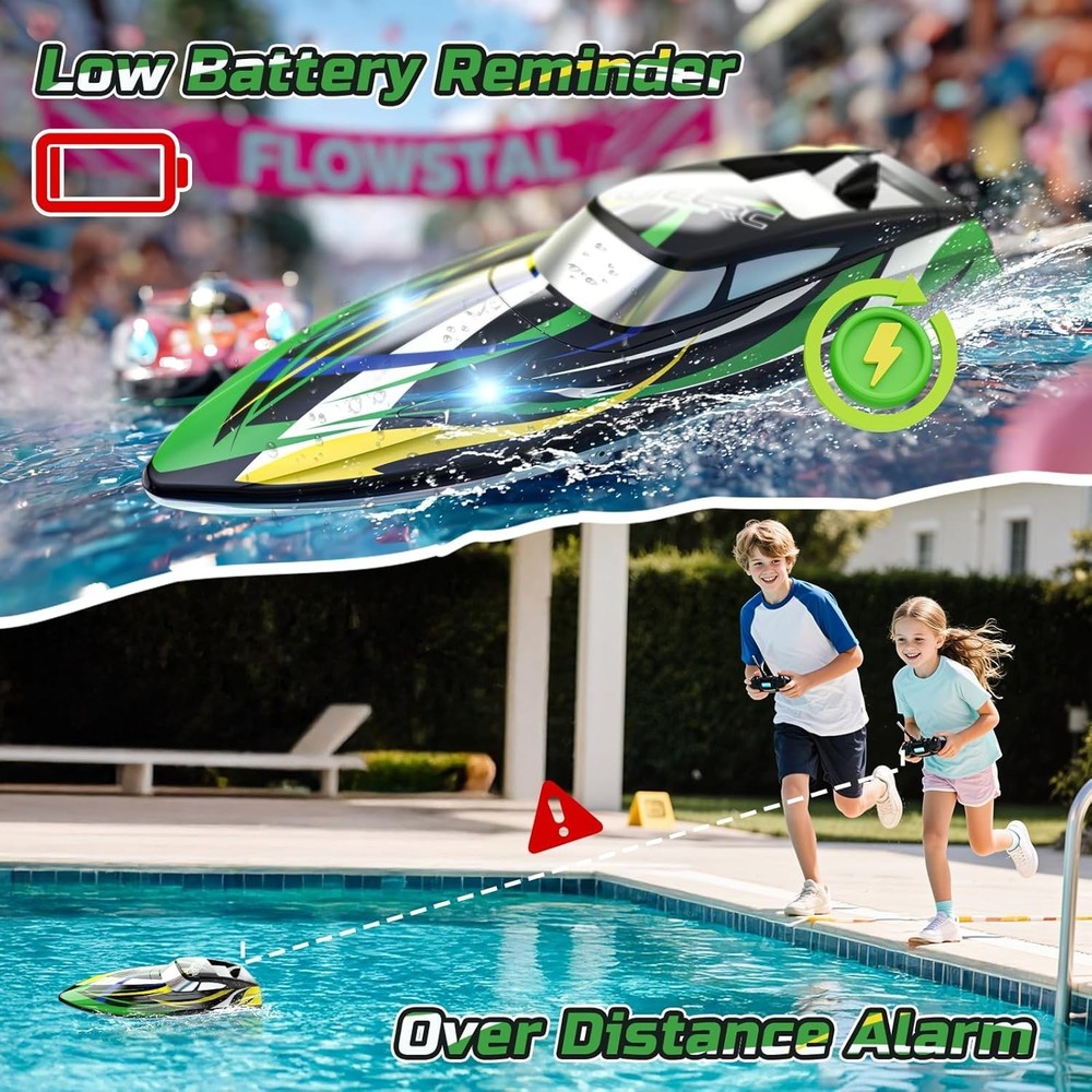 LED Lights Remote Control Boat - High Speed, 2 Batteries