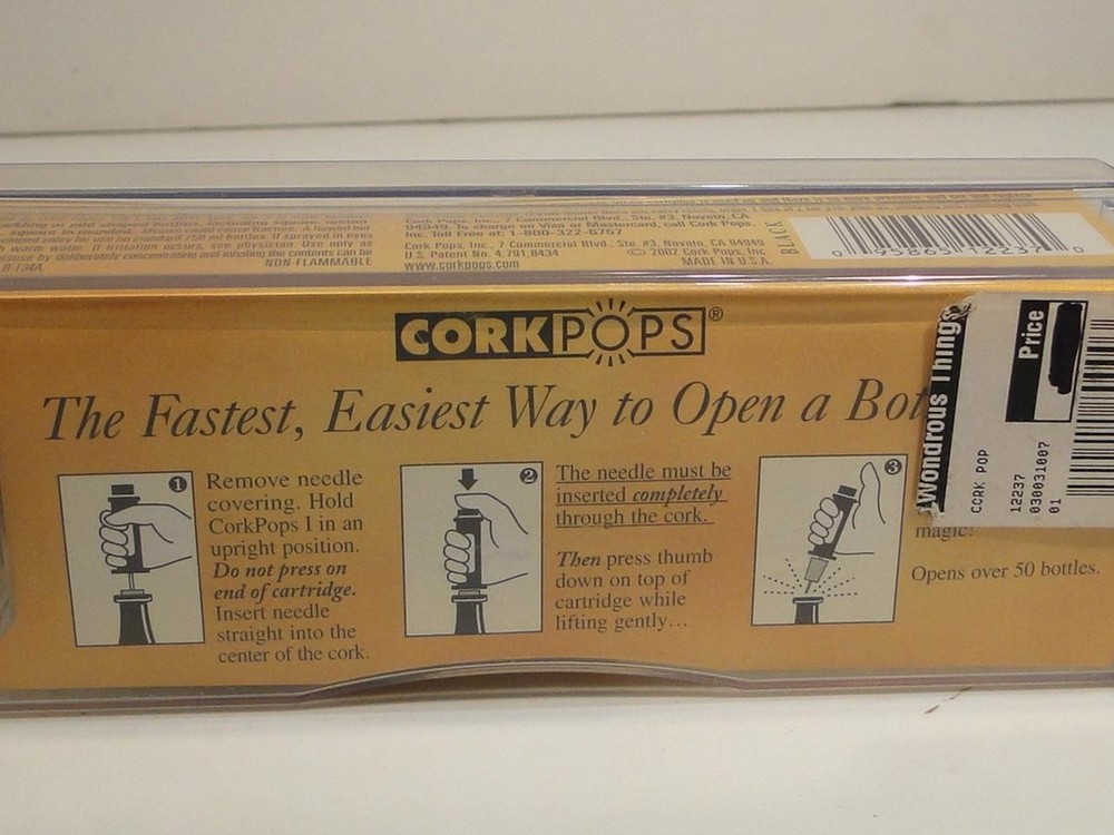 Cork Pops Gas Wine Bottle Opener will need Refills