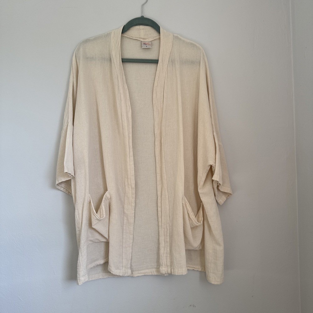 Manta Del Lago Kimono Oatmeal Jacket Women Large With Pockets