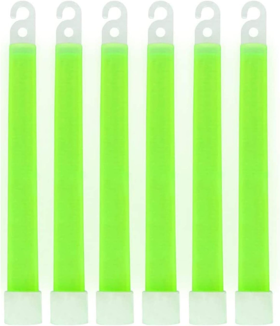Green Glow Sticks - 6” Snap & Light Sticks, 12 Hour Brightness, 6 Pack