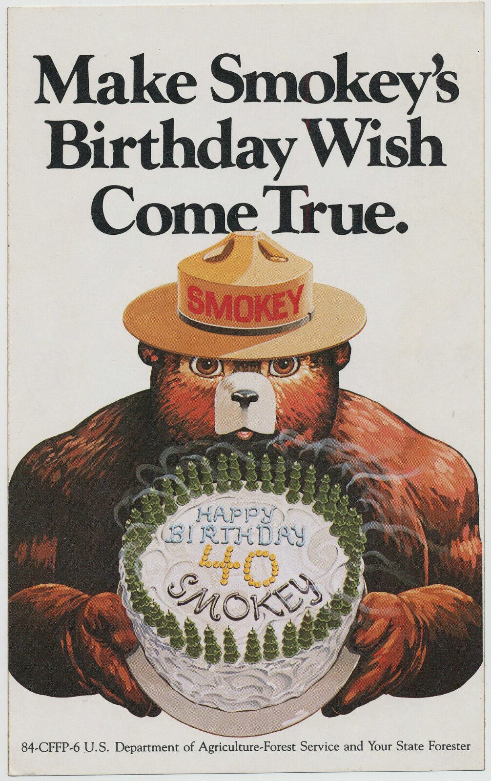 Smokey Bear - Happy 40th Birthday - US Forest Service Sticker (HON)