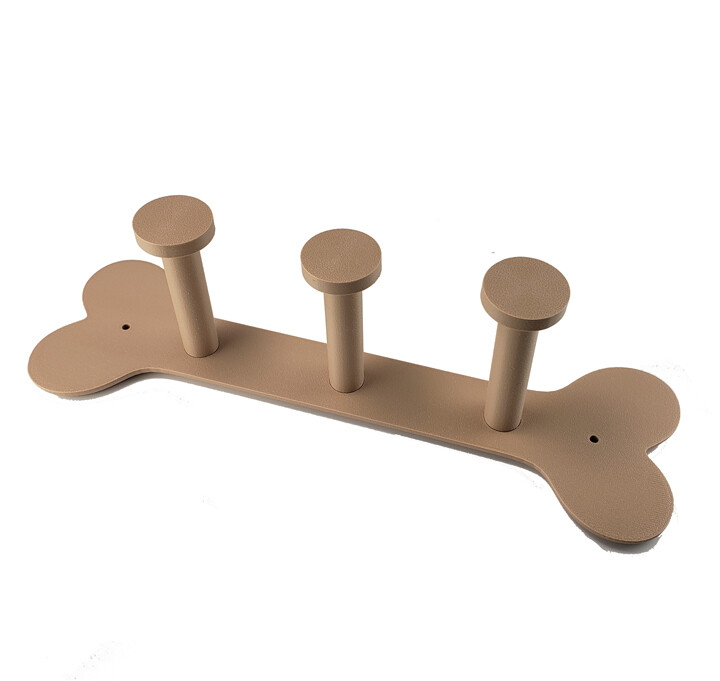 Dog Bone Three Leash/Harness Hanger (Tan)