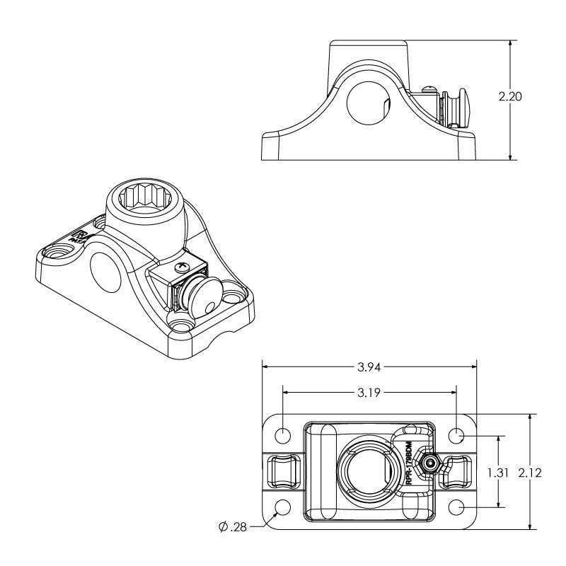 RAM-114BMPU RAM ROD Bulkhead/Flat Surface Base...