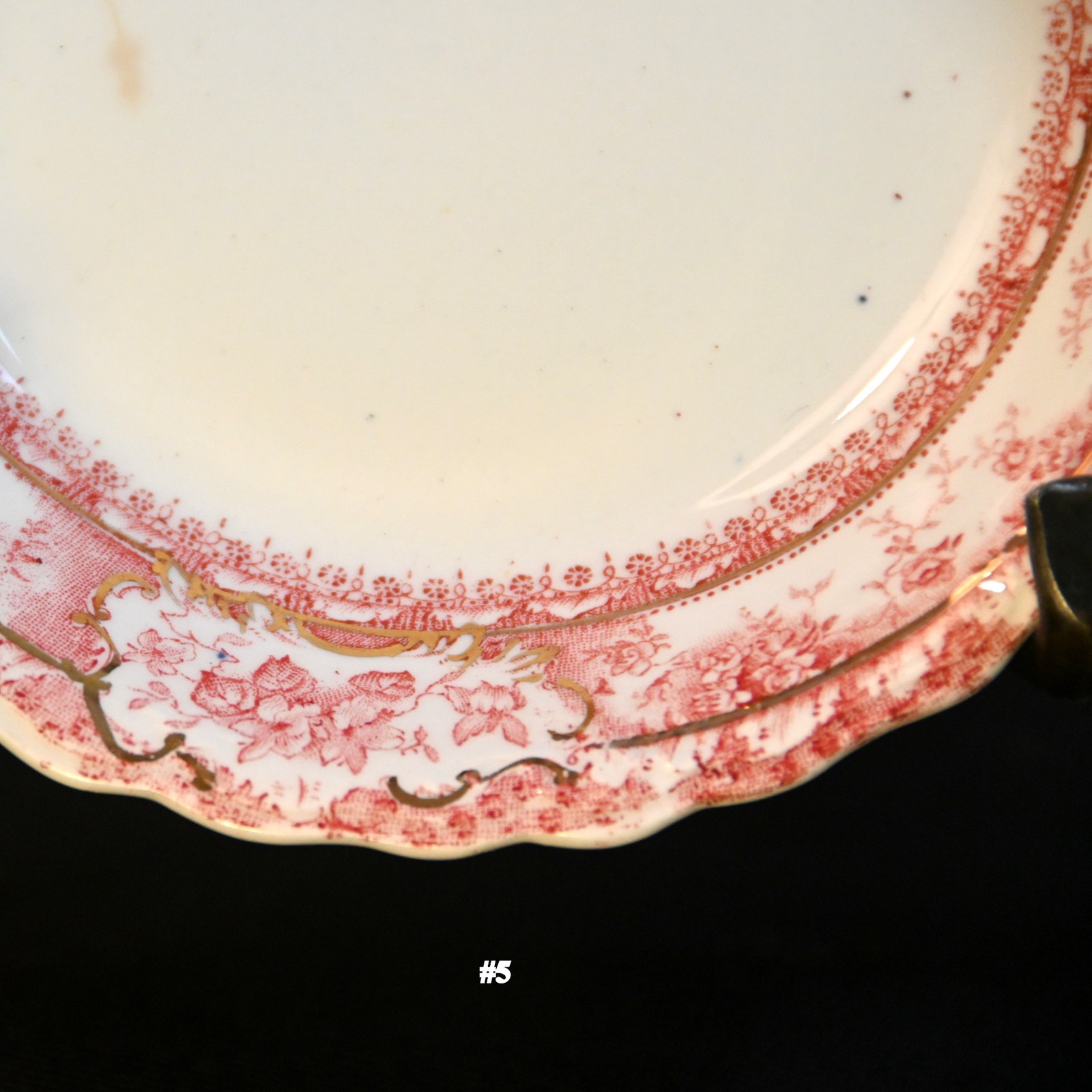 Wedgwood 5 Fruit Dessert Bowls Coupe Phoebe Pink wGold Accents England 1900-1906