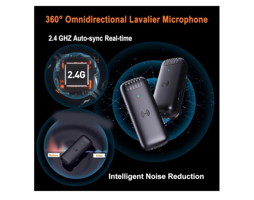 Wireless Vlogging Lapel Lavalier Microphone For iPhone Lightning Connector