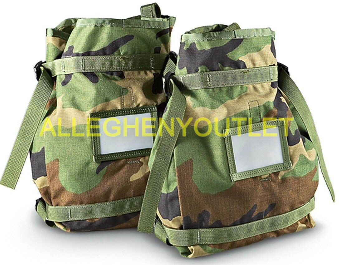 (2) Molle RADIO UTILITY POUCH WOODLAND Camo Tote Pack US Army Military USGI NEW