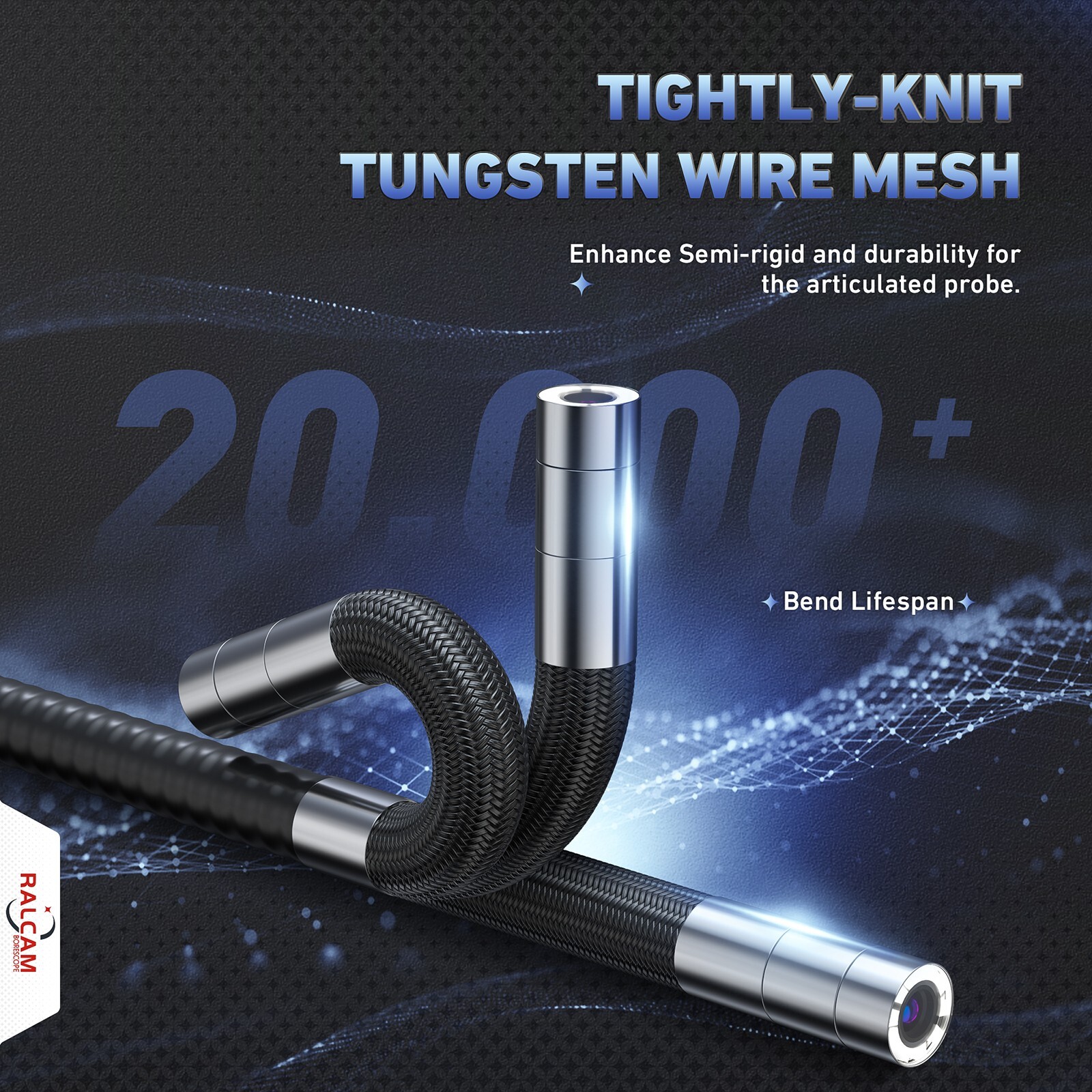 Ralcam 4-Way 360° Articulating Borescope Industrial Endoscope Inspection Camera