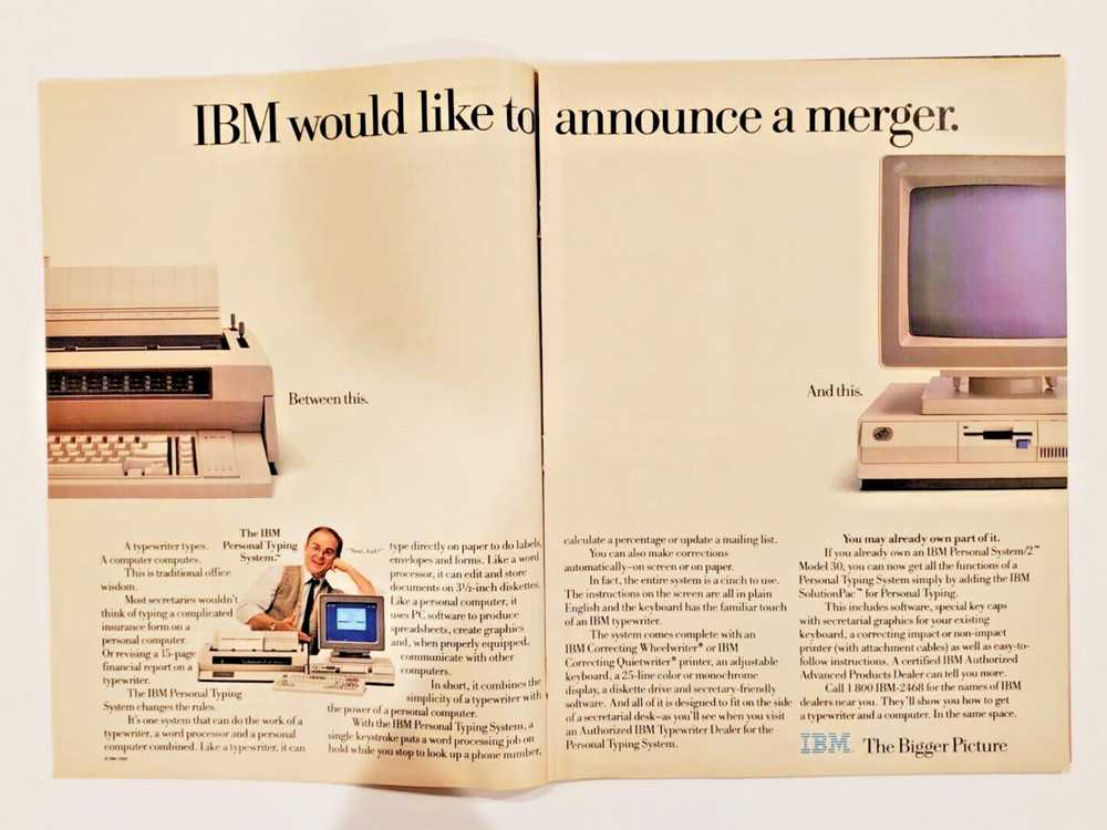 1987 IBM PS/2 Computer System 2 Model 30 2 page print ad