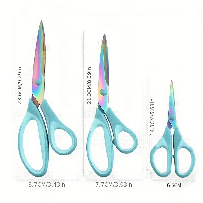 Titanium Scissors Set 3-piece Perfect for Sewing Arts School Projects Stationery