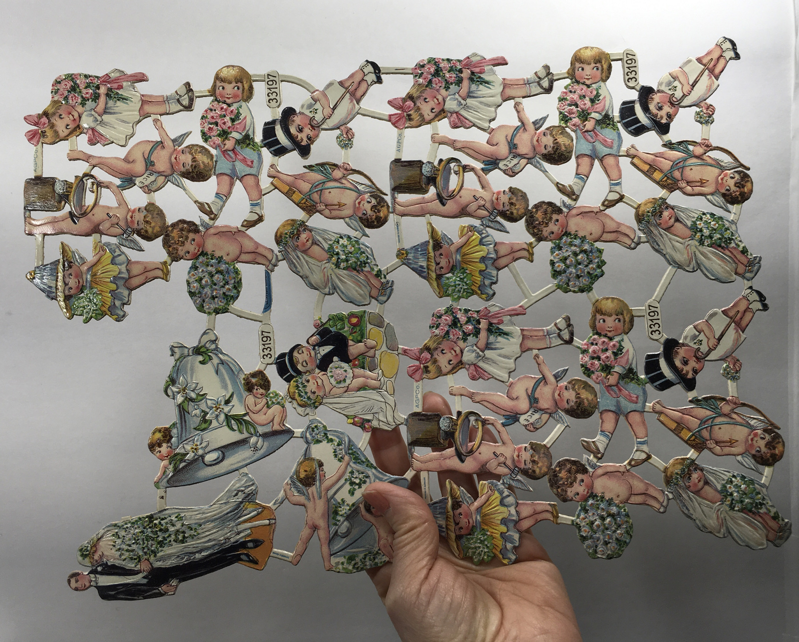 Vintage Germany AGPCO 33197 Victorian Wedding Cupid Die Cut Scrapbook