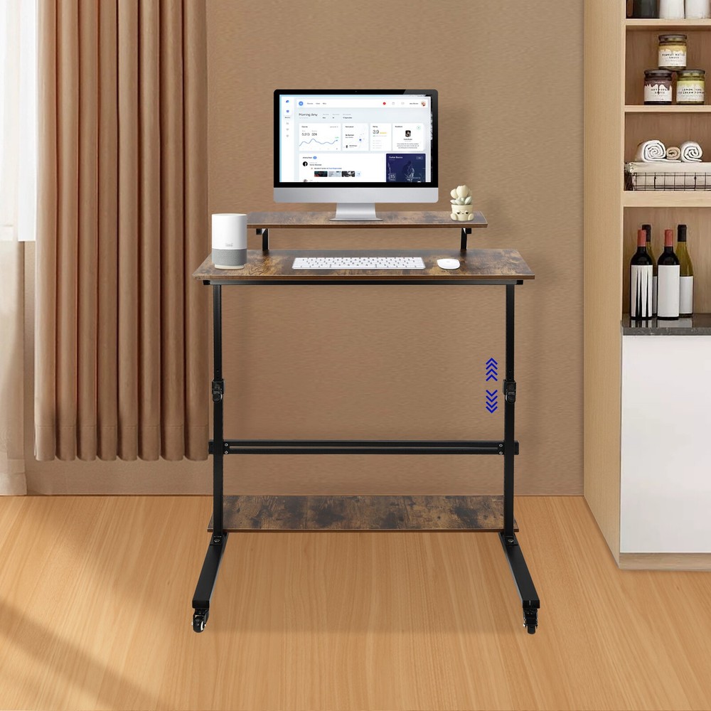 Height Adjustable Computer Laptop Desk Rolling Standing Table for Sofa Bedside