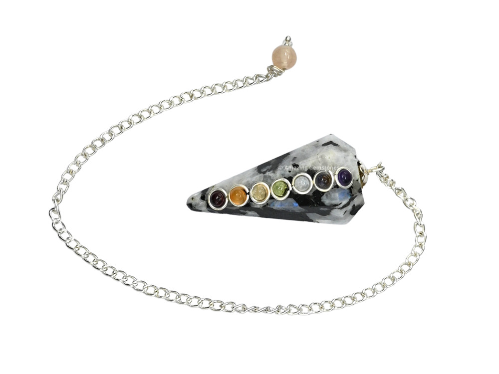 Rainbow Moonstone Dowsing Crystal Chakra Pendulum
