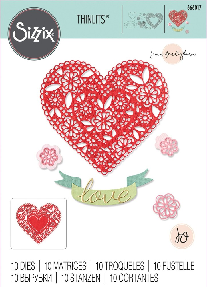 Sizzix Thinlits Doily Heart 10 pk set #666017 Retail $24.99 by Jennifer Ogborn