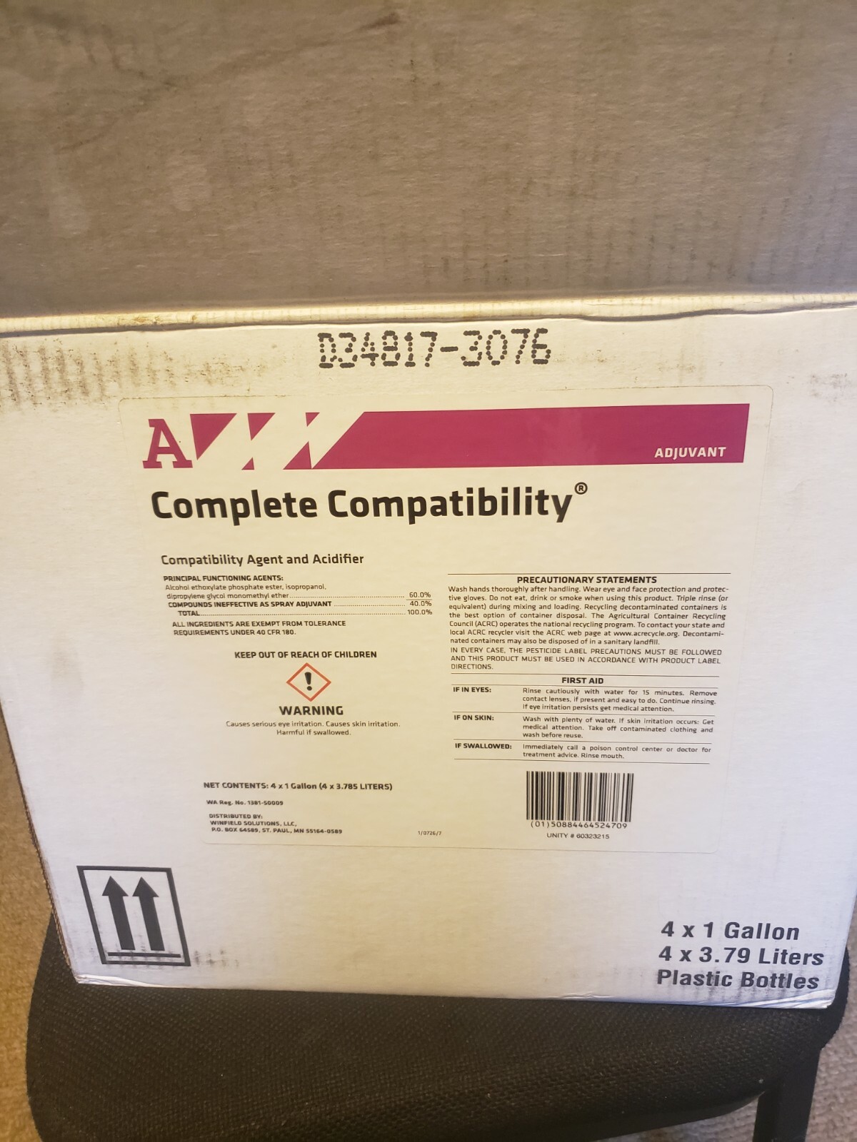 ADJUVANT COMPLETE COMPATIBILITY AGENT AND ACIDIFIER (4 X 1 GALLON BTLS PER LOT)