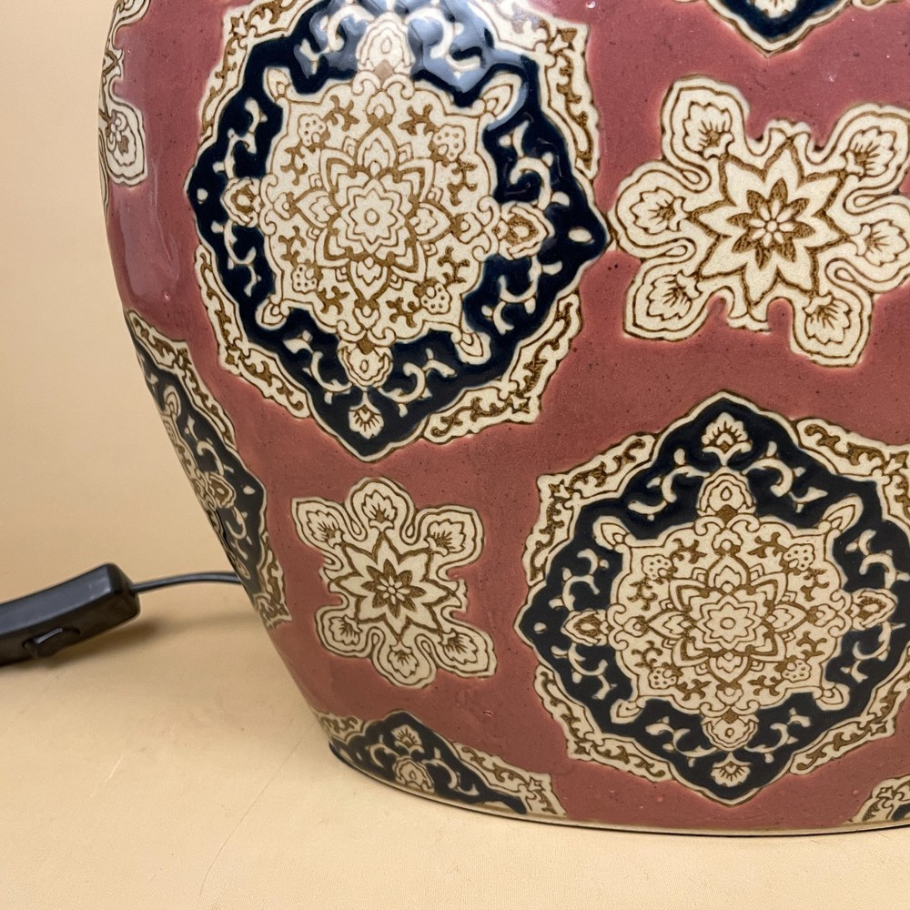 Hand Painted Ceramic Lamp Light Bedside Table Pattern Large Statement Patterned