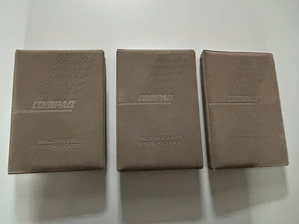 Vintage COMPAQ PLUS manuals – Reference Guides for DOS 2.0, BASIC, OPS – UNUSED