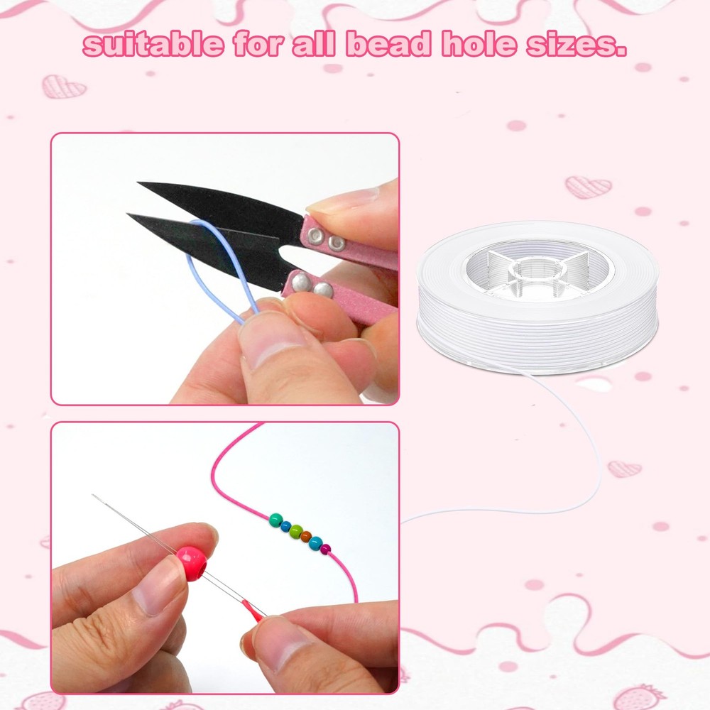 Stretchy String for Bracelets, Necklaces, Bead Stringing, White, White