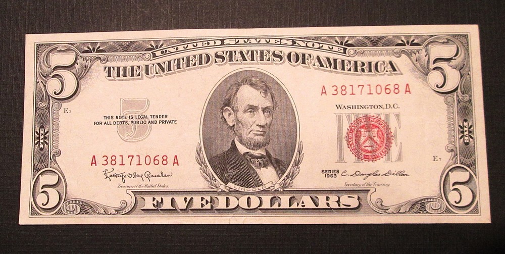 1963 $5 Dollar Red Seal Note