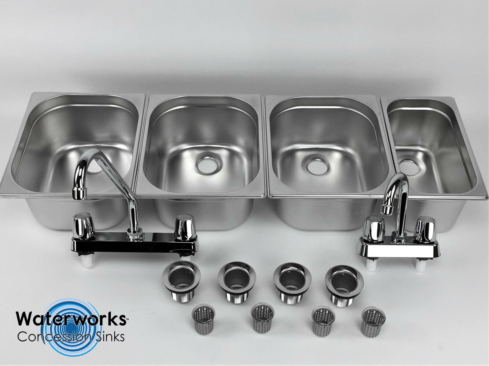 Concession Sink 4 Compartment Portable Food Truck Trailer 3L+1S Handwash Faucets