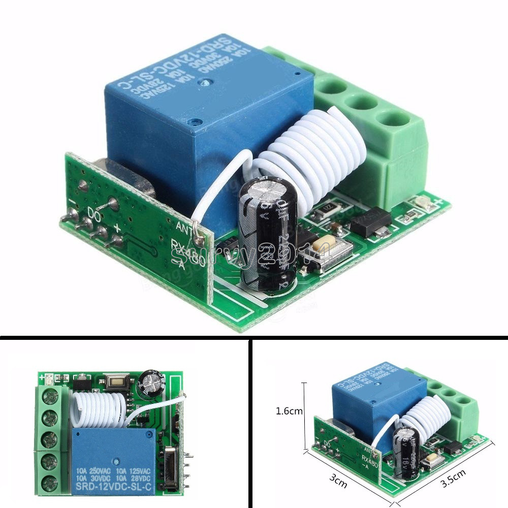 433MHZ DC12V 10A 1CH Wireless Relay RF Remote Control Switch Receiver