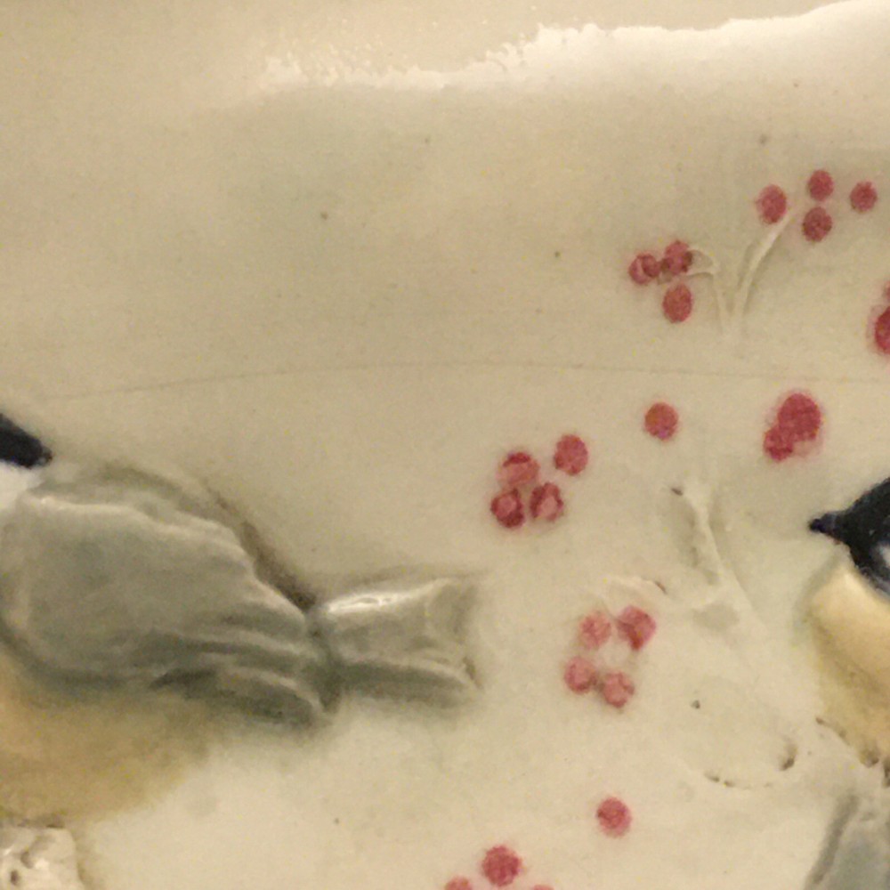 Jen Stein Art Pottery Bowl Decor Piece Chickadee Pattern