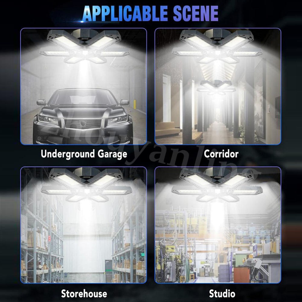 12000000LM LED Garage Light Super Bright Work Shop Ceiling Light Deformable HJ