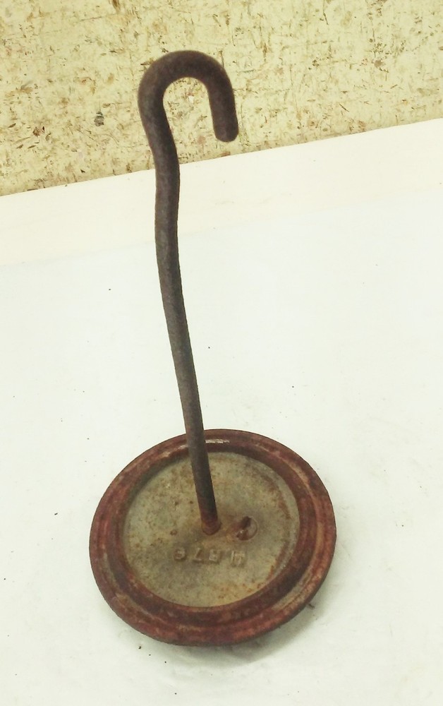 Vtg antique Platform scale cast iron round hanging weights Farm Primitive decor