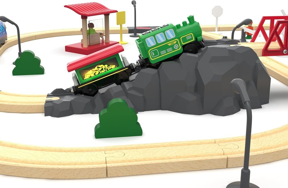 Smart Remote Control Wooden Train Set with Lights & Sounds