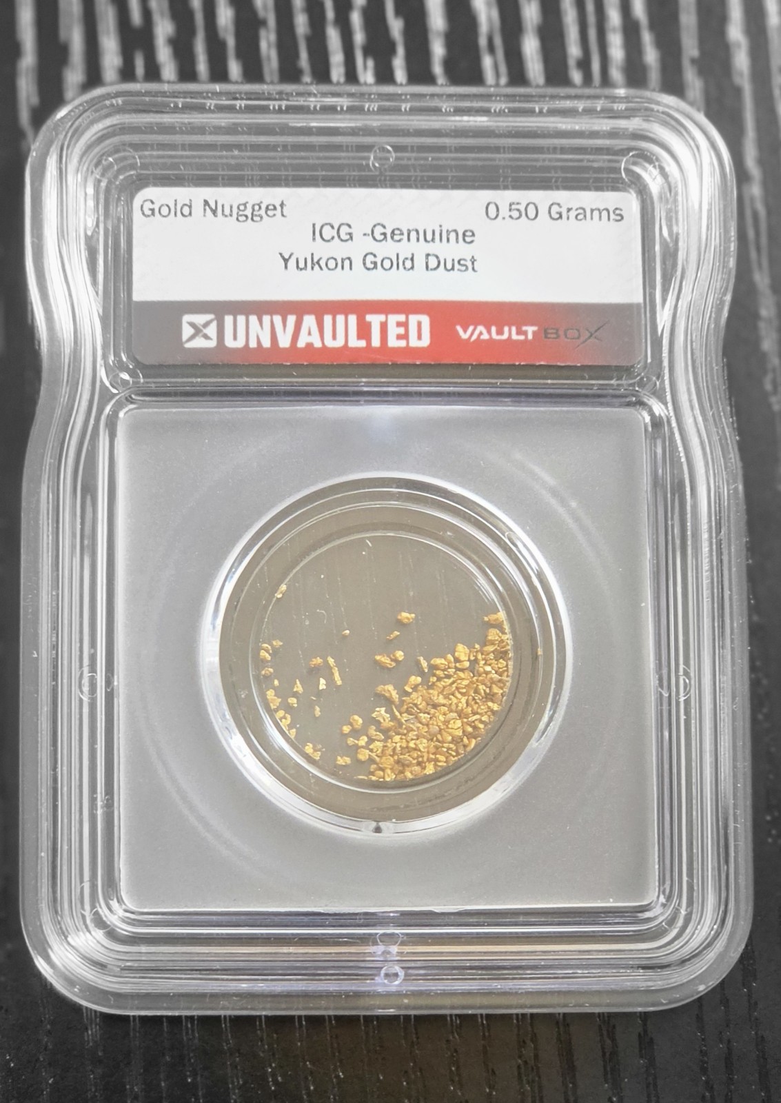 VaultBox Unvaulted 0.5 Grams YUKON Gold Dust ICG Genuine
