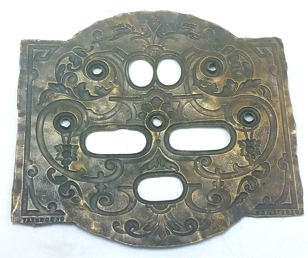 Antique Gesetzlich Geschutzt Signed Brass Switch Plate