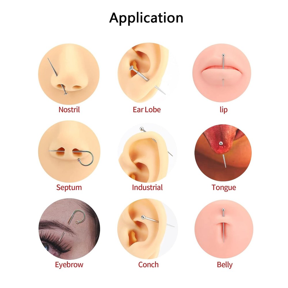 Titanium Threadless Piercing Tool for Nose, Lip, Ear, Tragus, Helix - 2Pcs