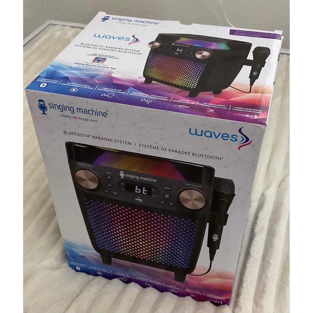 Singing Machine Waves Bluetooth Karaoke System SML693BK LED Lights Black NEW
