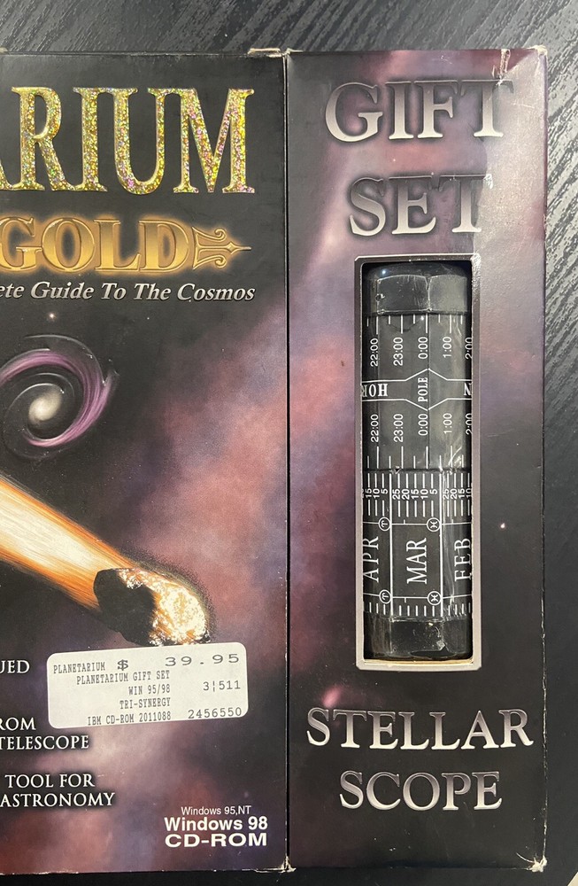 PLANETARIUM Gold Gift Set With Stellar Scope BIG BOX PC Stargazing Software 1998