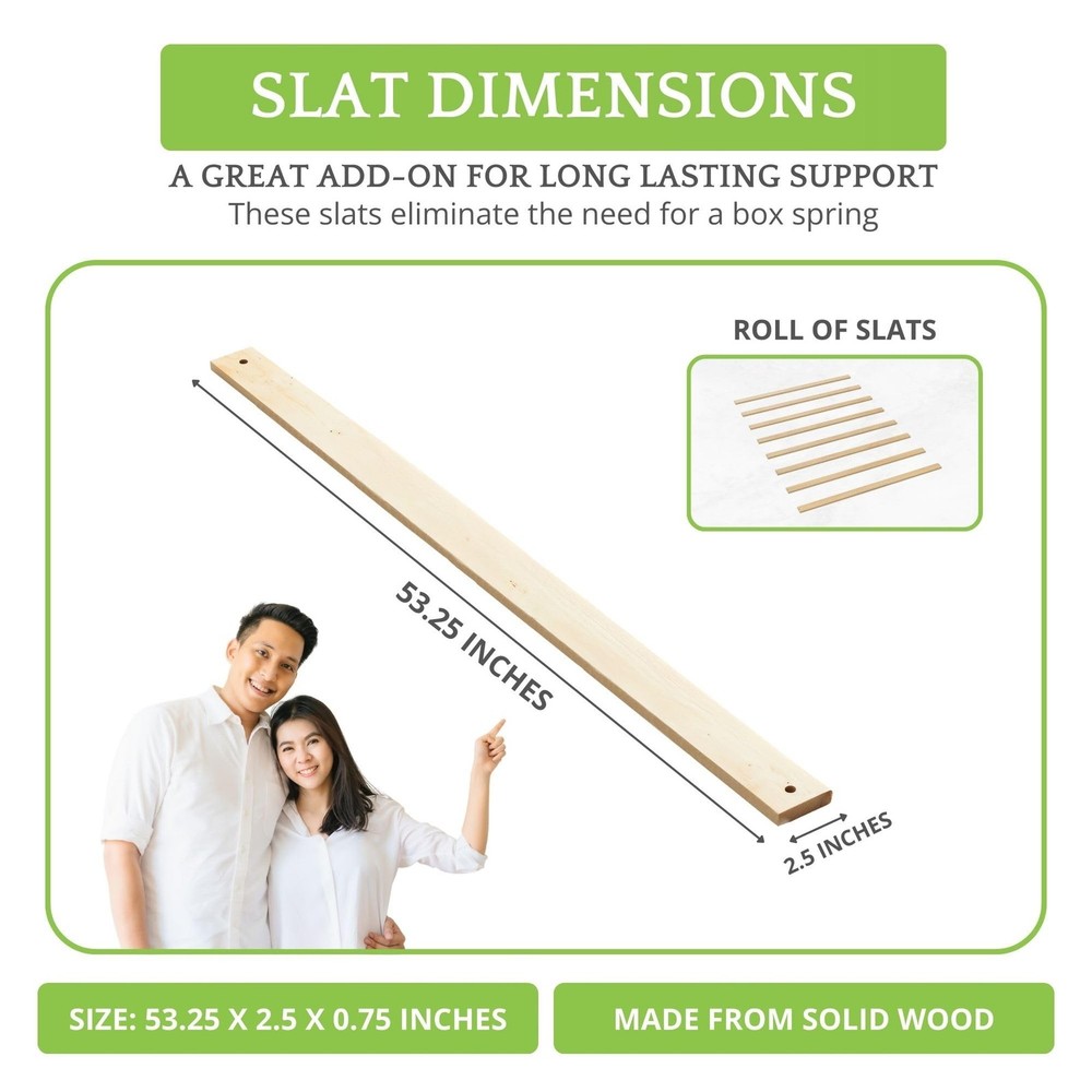 CC KITS Full Size Bed Slats - 8pc 53.25" Solid Wood Under Mattress Support - ...