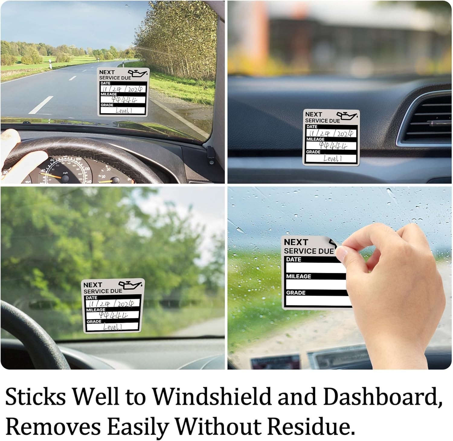 300 Oil Change Stickers, 2"x2" Easy Write Vinyl Labels, No Residue