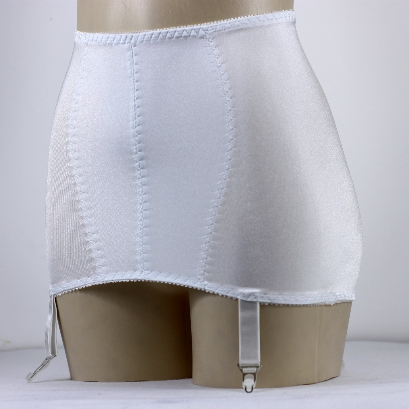 Luxallacki High Waist Open Bottom Girdle Skirt with Garter Straps for Stockings
